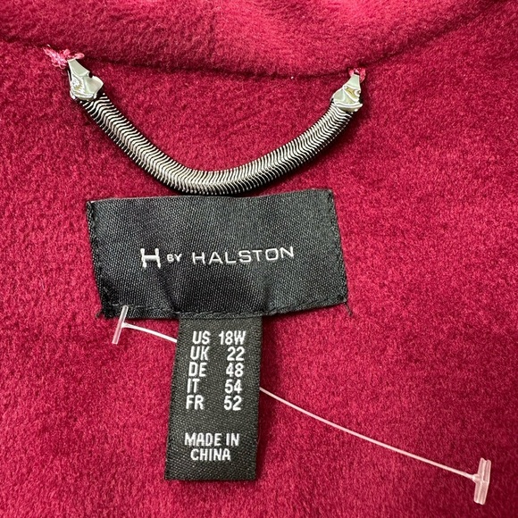 NWOT H by Halston Maroon Pea Coat Women 18W Asymmetric Zip Faux Suede Lined - Picture 5 of 10